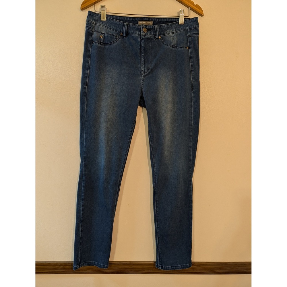 Kate & Mallory Womens Medium Wash Stretch Denim Slim Leg Jeans Size L RN 118565